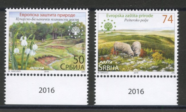2016 - SERBIA REPUBBLICA - PROTEZIONE NATURA  2v. - NUOVI - LOTTO/35297