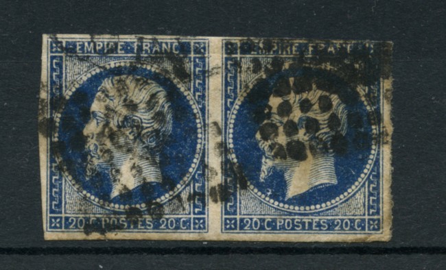 1854 - LOTTO/16679 - FRANCIA - 20 CENT. AZZURRO SCURO - COPPIA USATA