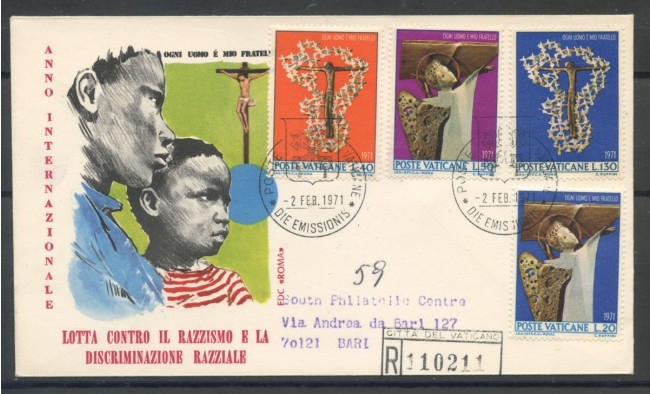 1971 - VATICANO - LOTTA AL RAZZISMO - BUSTA FDC ROMA VIAGGIATA - LOTTO/27610