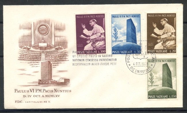 1965 - VATICANO - IL PAPA ALL'ONU - BUSTA FDC CAPITOLIUM - LOTTO/27666
