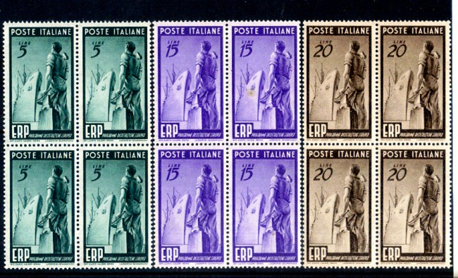 1949 - LOTTO/10699 - REPUBBLICA - ERP 3v. - QUARTINE NUOVE