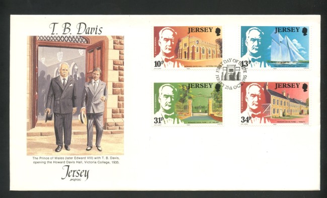 1985 - JERSEY - LOTTO/41761 - THOMAS B.DAVIS  4v. - BUSTA FDC