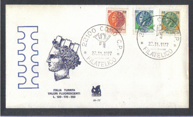 1977 - LOTTO/6670ZB - REPUBBLICA - SIRACUSANA 3v. - FDC
