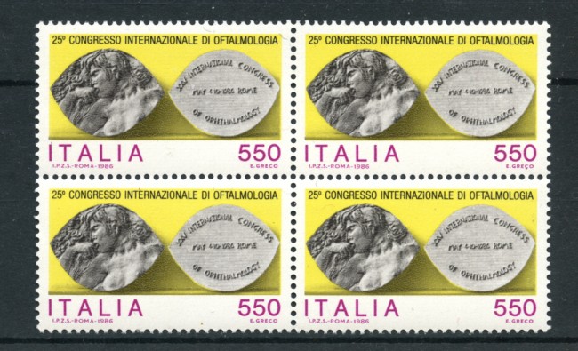 1986 - LOTTO/6852Q - REPUBBLICA - OFTALMOLOGIA - QUARTINA NUOVI
