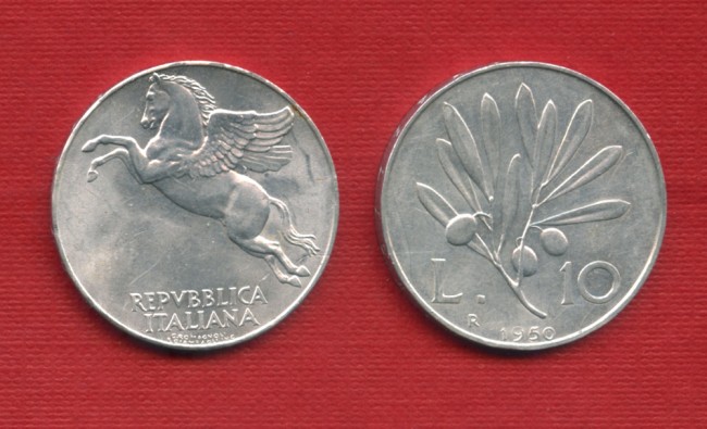 1950 - LOTTO/MITA5010 - REPUBBLICA - 10 LIRE  PEGASO