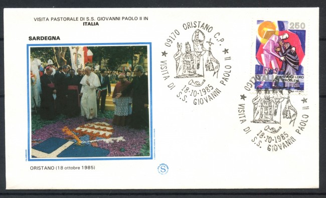 1985 - ORISTANO - VISITA DI PAPA GIOVANNI PAOLO II° - BUSTA - LOTTO/31098