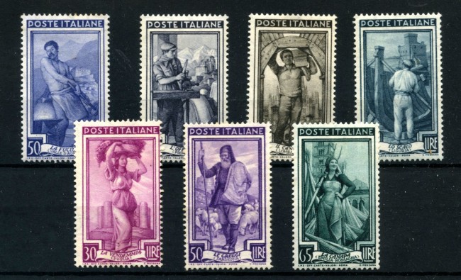 1955 - REPUBBLICA  - LOTTO/43075  - ITALIA AL LAVORO  7v. LINGUELLATI