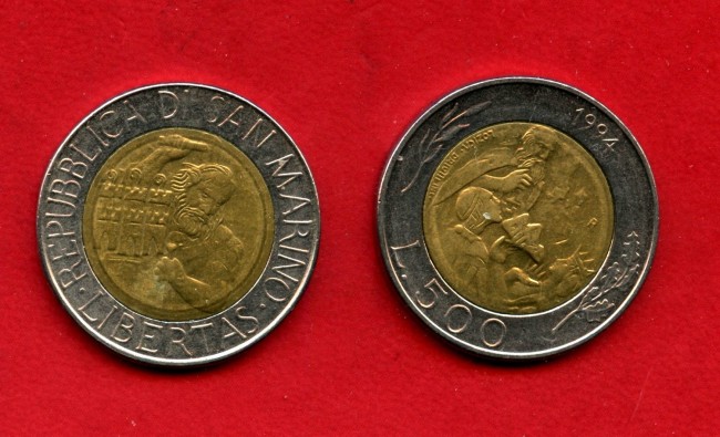 1994 - SAN MARINO - LOTTO/M48147 - 500 LIRE BICOLORE