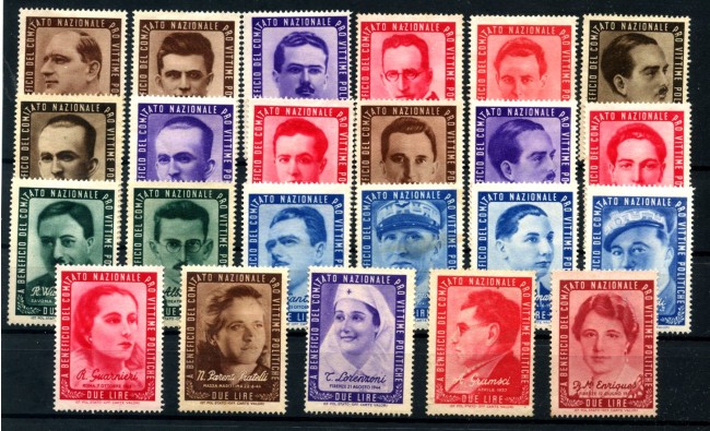 1945 - REGNO - LOTTO/43589 - PRO VITTIME POLITICHE  23 ETICHETTE DIFFERENTI