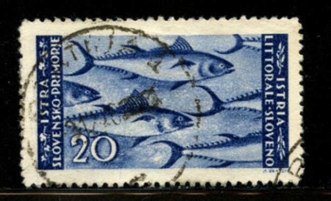 1946 - LOTTO/12452 - ISTRIA - 20 LIRE AZZURRO - USATO
