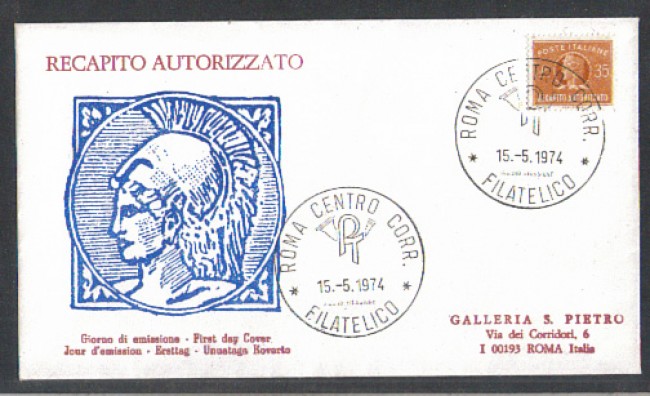 1974 - LOTTO/6620Z - REPUBBLICA - 35 L. RECAPITO AUT. - FDC