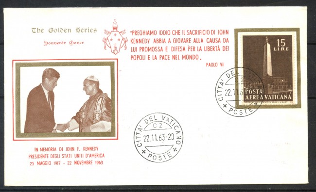 1963 - VATICANO - BUSTA CON ANNULLO DEL GIORNO DELLA MORTE DI JOHN F. KENNEDY - LOTTO/31759