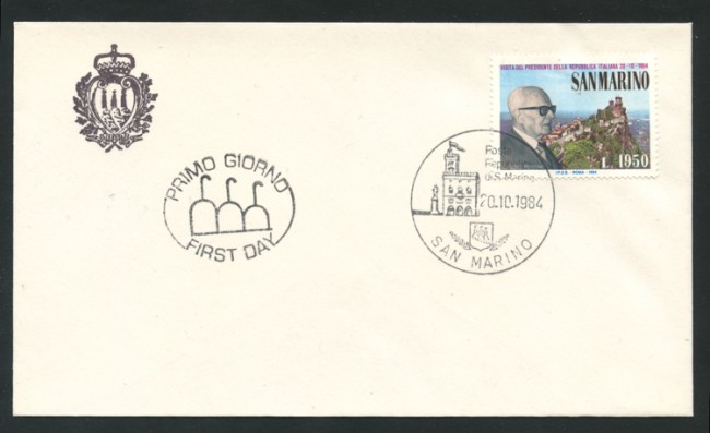 1984 - LOTTO/15314 -  SAN MARINO - VISITA DEL PRESIDENTE PERTINI - BUSTA FDC