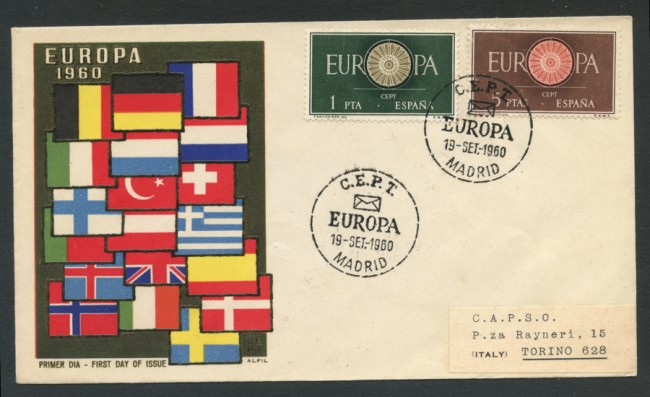 1960 - SPAGNA - LOTTO/20441 - EUROPA 2v. BUSTA FDC