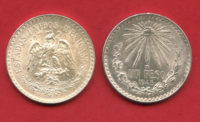 1945 - MESSICO - LOTTO/M39847 - 1 PESO ARGENTO
