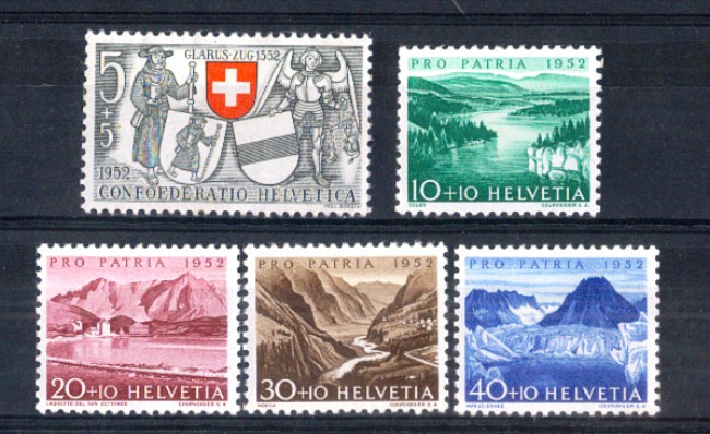 1952 - LOTTO/SVI525CPN - SVIZZERA - PRO PATRIA 5v. NUOVI