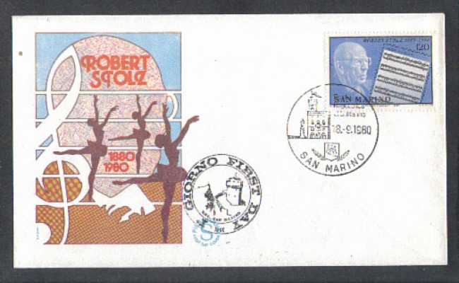1980 - LOTTO/8008ZA - SAN MARINO - ROBERT STOLZ - FDC