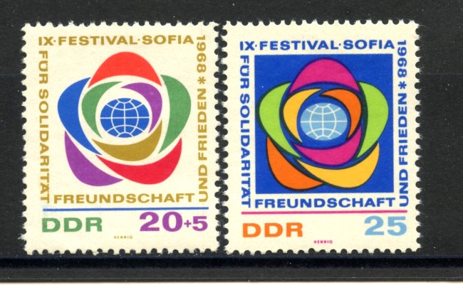1968 - GERMANIA DDR - FESTIVAL  DELLA GIOVENTU' 2v. - NUOVI - LOTTO/36271