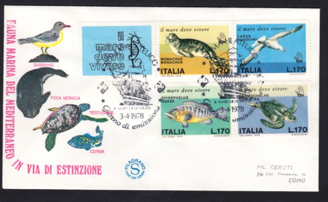1978 - LOTTO/13003 - REPUBBLICA - SALVAGURDIA DEL MARE - BUSTA FDC