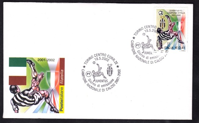 2002 - LOTTO/13148 - REPUBBLICA - JUVENTUS CAMPIONE D'ITALIA - BUSTA FDC