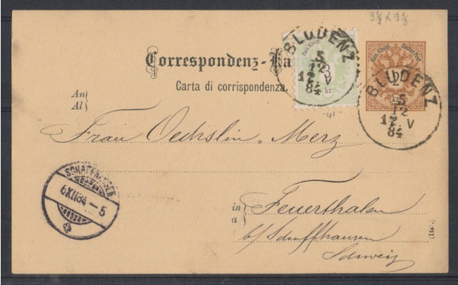 1884 - LBF/1998 - AUSTRIA - CARTOLINA POSTALE USATA DA 2 Kr.