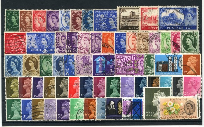 GRAN BRETAGNA - LOTTO/43556 - COLLEZIONE DI 60 FRANCOBOLLI REGINA ELISABETTA