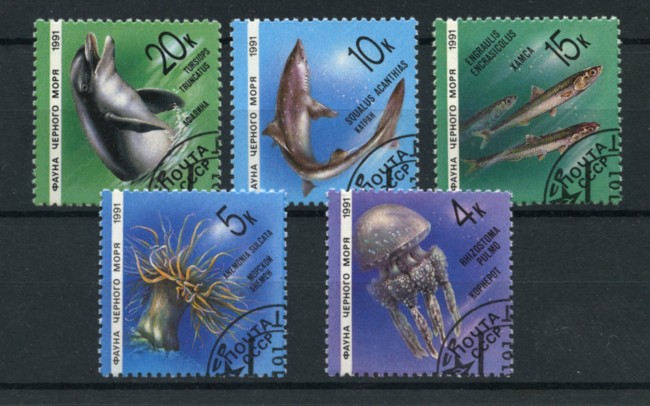 1991 - LOTTO/16054 - RUSSIA - FAUNA DEL MAR NERO 5v. - USATI