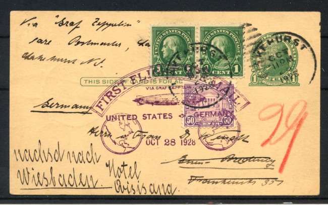 1928 - STATI UNITI - LOTTO/42250 - ZEPPELIN VOLO DI RITORNO  U.S.A.  GERMANIA  FRIEDRICHSHAFEN