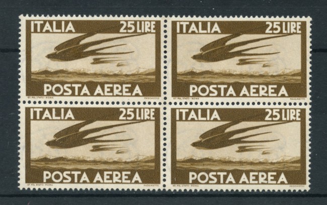 1947 - LOTTO/17404Q - REPUBBLICA - 25 LIRE POSTA AEREA  QUARTINA