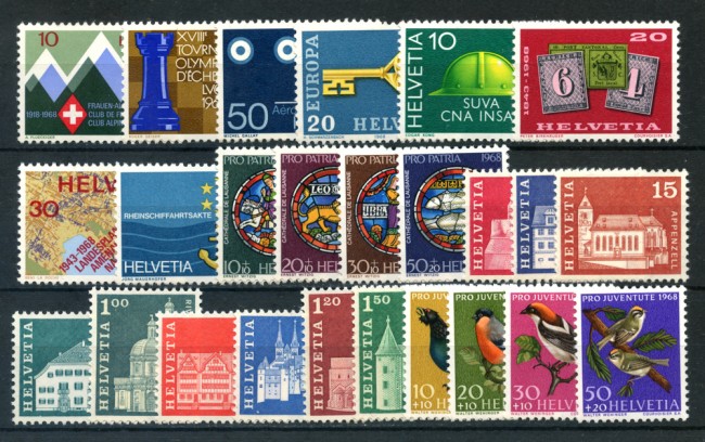 1968 - LOTTO/23621 - SVIZZERA - ANNATA COMPLETA  25v. - NUOVI