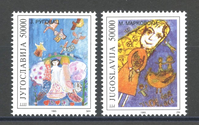 1993 - JUGOSLAVIA - LOTTO/38616 - DISEGNI PER LA PACE  2v. - NUOVI