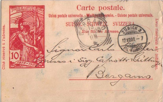 1900 - LBF/2821  - SVIZZERA - CARTOLINA POSTALE  U.P.U