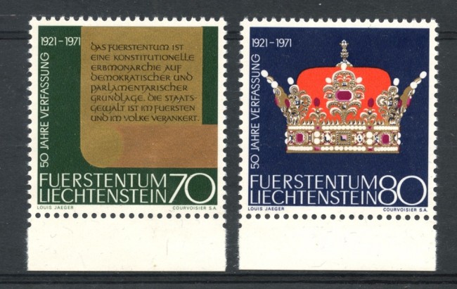 1971 - LIECHTENSTEIN - ANNIVERSARIO COSTITUZIONE 2v. - NUOVI - LOTTO/26444