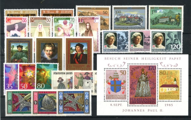 1985 - LIECHTENSTEIN - LOTTO/47852 - ANNATA COMPLETA 24 FRANCOBOLLI NUOVI + 1 FOGLIETTO