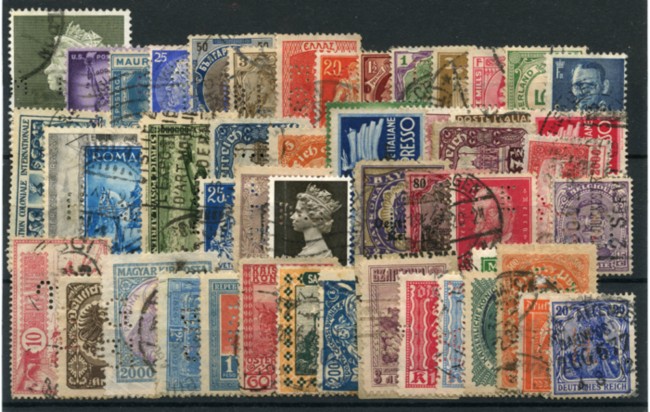 LOTTO/13619 - EUROPA/OLTREMARE - PERFIN  50 FRANCOBOLLI DIFFERENTI