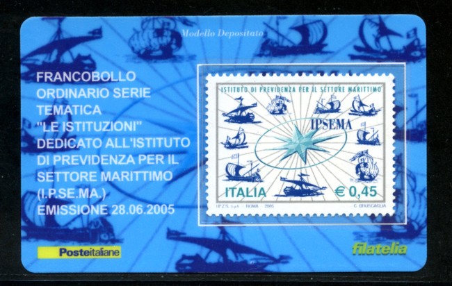 2005 - LOTTO/20958 - REPUBBLICA - 45c. SETTORE MARITTIMO - TESSERA FILAT.