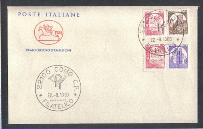 1980 - LOTTO/6726ZC - REPUBBLICA - CASTELLI IN BOBINA - FDC
