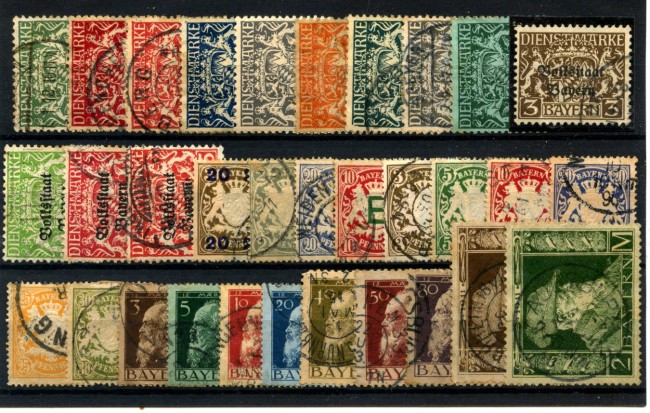 1900/1920 - GERMANIA BAVIERA - LOTTO/47950 - INSIEME DI 32 FRANCOBOLLI USATI