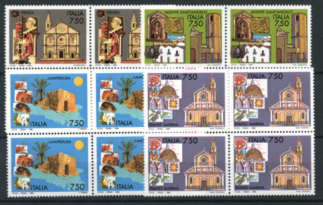 1996 - LOTTO/REP2255Q -  REPUBBLICA - TURISTICA 4 VALORI - QUARTINE NUOVI