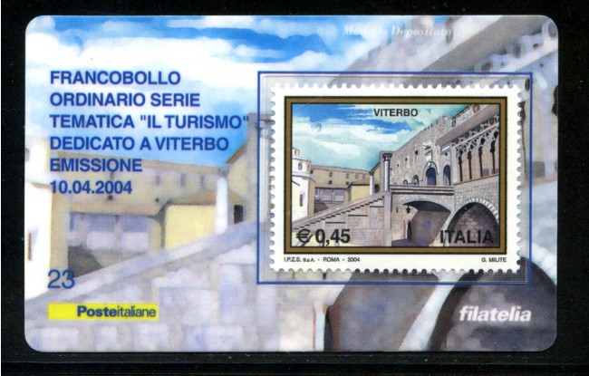 2004 - LOTTO/20919 - REPUBBLICA - 45c. TURISMO VITERBO - TESSERA FILAT.