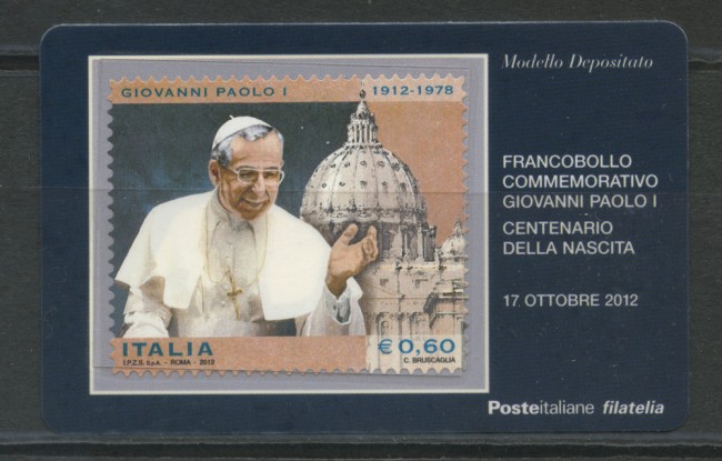 2012 - LOTTO/22804 - REPUBBLICA - PAPA LUCIANI - TESSERA FILATELICA