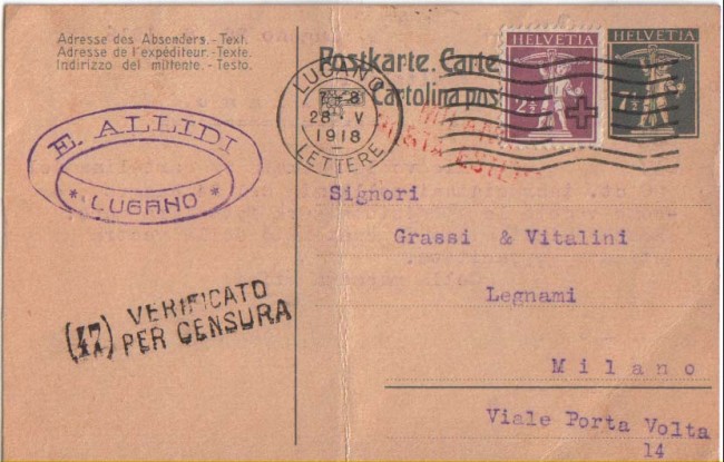 1918 - LBF/2828  - SVIZZERA - CARTOLINA POSTALE
