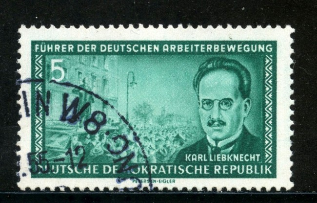 1955 - GERMANIA DDR - 5p. LIEBKNECHT - USATO - LOTTO/29194