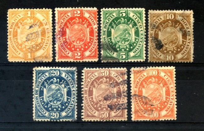 1894 - BOLIVIA - STEMMA 9 STELLE 7v. COMPLETA - USATO - LOTTO/29142
