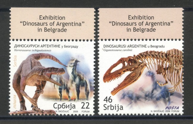 2009 - SERBIA REPUBBLICA - MOSTRA DINOSAURI  2v. - NUOVI - LOTTO/35133