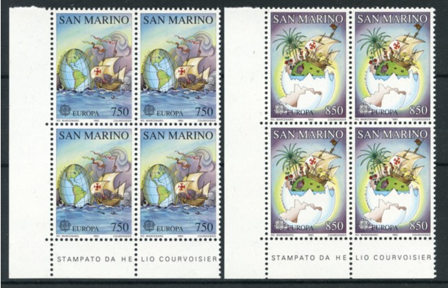 1992 - SAN MARINO - EUROPA SCOPERTA DELL'AMERICA - QUARTINE NUOVI - LOTTO/15315Q
