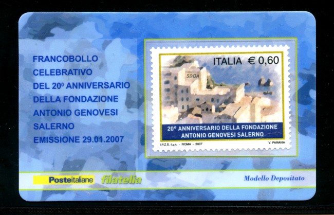 2007 - LOTTO/21001 - REPUBBLICA - 60c. FONDAZIONE GENOVESI - TESSERA FILAT.