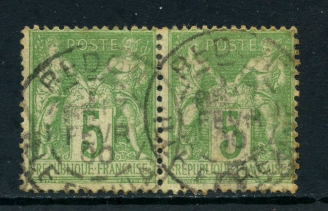 1898 - FRANCIA - 5 c. VERDE GIALLO -  COPPIA USATO - LOTTO/27079A