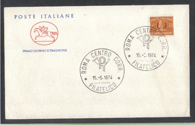 1974 - LOTTO/6620ZC- REPUBBLICA - 35 L. RECAPITO AUT. - FDC