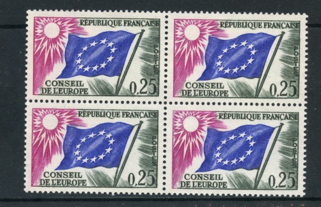 1963 - FRANCIA - 25 centesimi CONSIGLIO D'EUROPA - QUARTINA NUOVI - LOTTO/25164